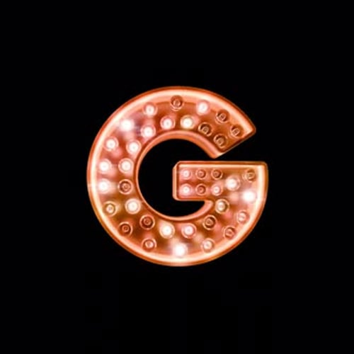 Marquee Style Letter G Light Bulb Reveal
