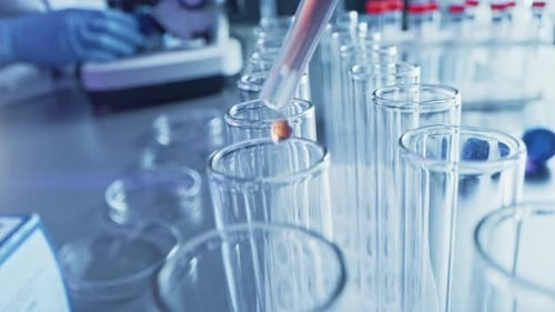 Laboratory Test Tubes and Pipette Dropping Liquid