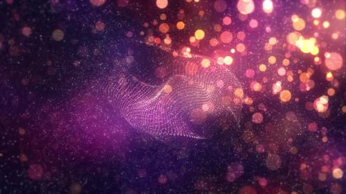 Purple Pink Glitter Wave Animation – Abstract Sparkle Bokeh Celebration Background Loop - HD