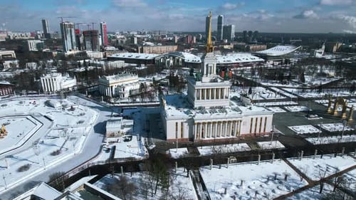 Top View of Large Square with Historical Architecture in Winter Creative Historic Square with Alleys
