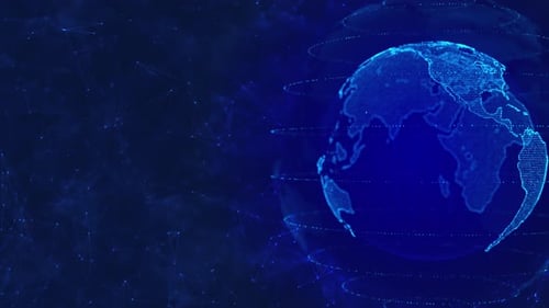 Blauer futuristischer Hintergrund Planet Erde Internet- und Technologiekarte des Planeten Weltkarte Global