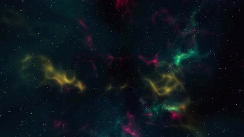 Animated Space Travel Through Colorful Nebula and Stars
