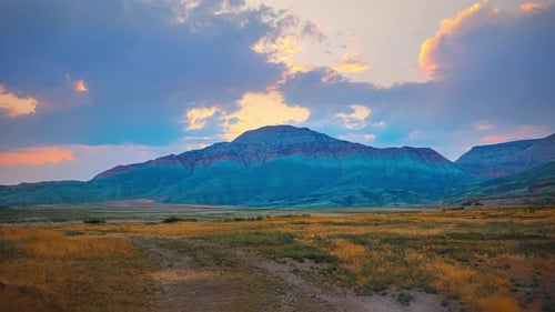 Dramatic Sky Over Mountain Range Timelapse
