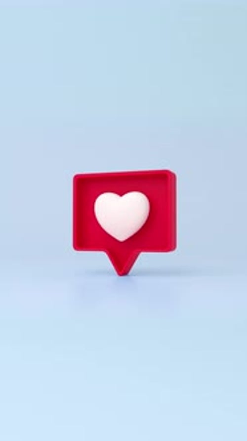 3D Social Media Heart Like Icon Pop Up Animation