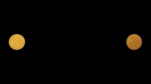 Modern Golden Currency Coin Stacking and Sliding Transition