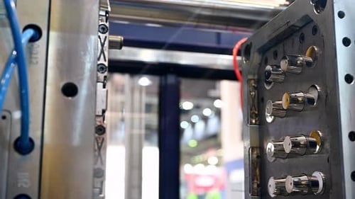 Making Plastic Items with Automatic Press Machine at Plant