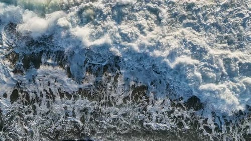 Huge Ocean Wave Break Point Beautiful Aerial Birds Eye View on Ocean Waves