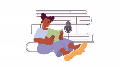 Person Reading Book Next to Microphone Animation