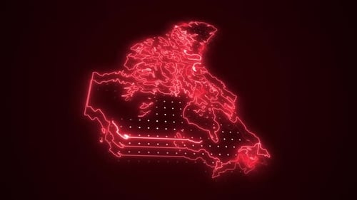 3D-Neonroter Kanada-Kartenumriss, Schleifenhintergrund
