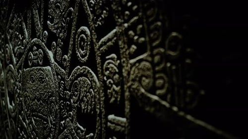 Dark Grey Ancient Carving Ornate Details Close Up