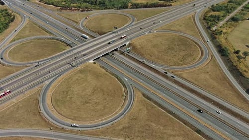 Aerial View of Road Interchange or Highway Intersection