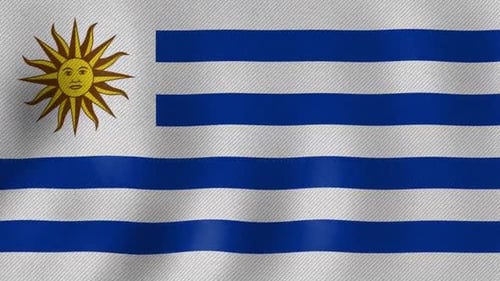 Realistic Waving Flag of Uruguay Seamless Loop