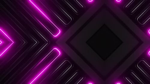Abstract Neon Glowing Geometric Tunnel Loop Background