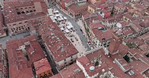 Exploring Verona Historic Center By Drone Aerial View