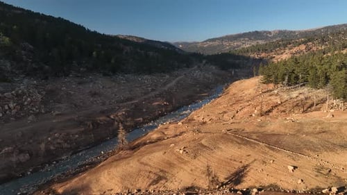 Wild Mountain River Flowing Through Stone Boulders Water Clear Stream River