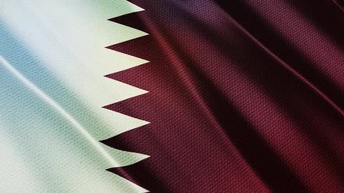 Waving National Flag of Qatar Loop Animation