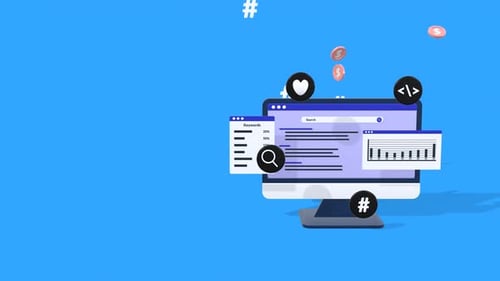 Animated SEO Research and Digital Marketing Concept with Copy Space.