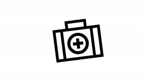 Wiggling Flat Design First Aid Kit Medical Icon