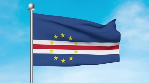 Animated Cape Verde National Flag Waving in the Wind