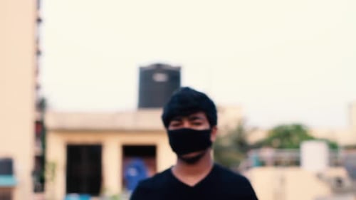 Man Wearing Face Mask Outside