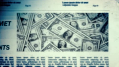 Grungy Newspaper Financial News Glitch Broadcast Opener