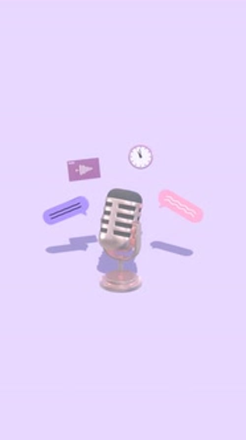Modern 3D Podcast Microphone with Animated Icons