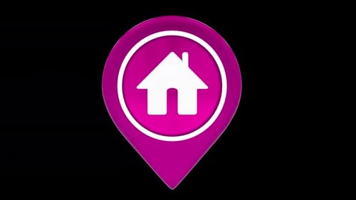 Animated 3D Map Pin with Home Icon Rotation