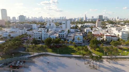 Aerial View of Miami Beach Showcasing Its Skyline and the Stunning Coastline Beauty