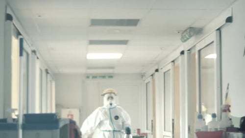 Hospital Workers In Full Protective Equipment Ready For Sanitization And Disinfection Of Areas - med