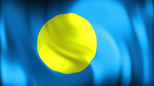 Fluid Waving Flag of Palau Animation