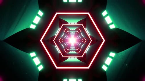 Flackerndes Neonlicht, geometrischer Tunnel, Vj Loop