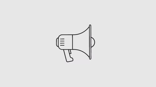 Animated Megaphone Icon Emitting Sound Waves