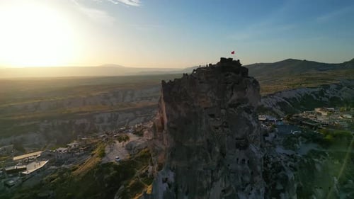 Cappadocia Turkey Rock Formations at Sunrise Aerial View