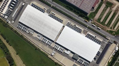 Computing center in Milan, top down view, server space, computing technology.