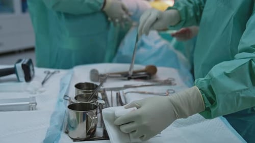 Surgeons Perform Operation in Sterile Operating Room
