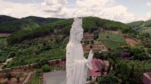 Aerial view of linh an pagoda and lady buddha, Vietnam.