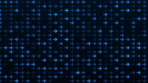 Animación de flecha de neón azul: brillante fondo de dirección digital futurista