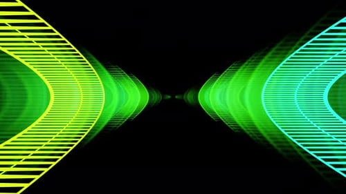 Cyan And Green Abstract Vj Loop Rings In Space Background