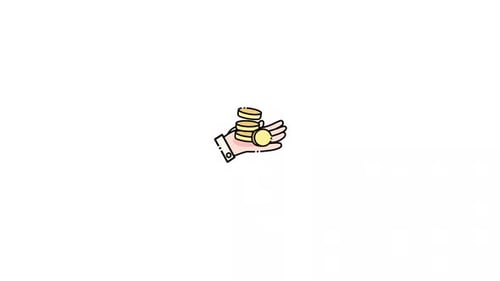 Animated Hand Holding Coins Flat Design Icon