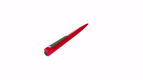 Red Pen 3D Animation Rotating on White Background