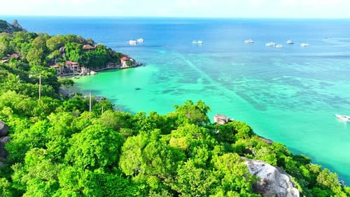 Beautiful island by an aerial view. 4K.