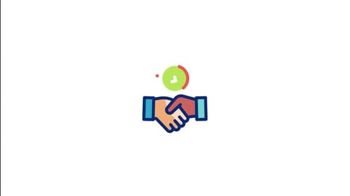 Animated Handshake Icon with Green Checkmark Approval