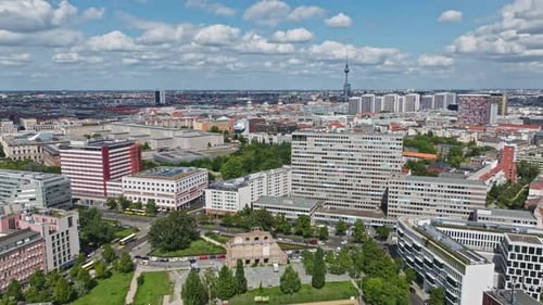 Aerial view of the Mitte district in Berlin, Germany.