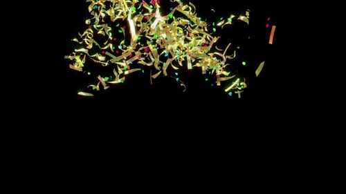 Golden Confetti Explosion and Falling Particles Alpha Channel