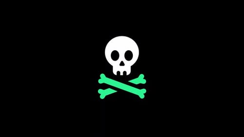Minimalist Skull and Crossbones Hazard Icon