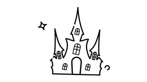Hand-Drawn Spooky Castle Animation for Halloween Projects
