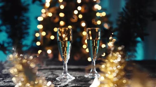 Champagne Flutes Toasting Holiday Season