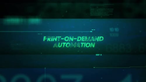 Print On Demand Automation Concept Technology Futuristic Data Background