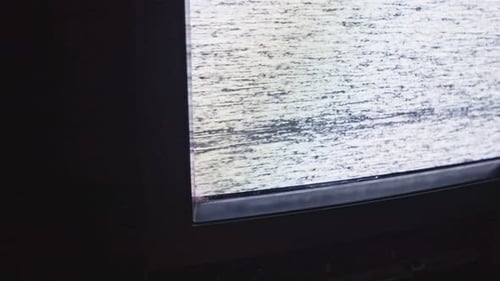 Television Screen Displaying Static And Blue Screen