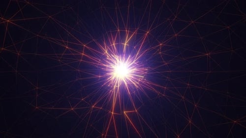 Abstract background with glowing lines and triangles forming a web from the center. Plexus of lines.